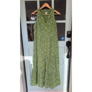JJill Cotton Garden Green Dress (M)